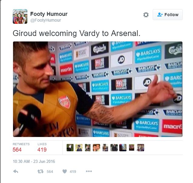 Reaction To Jamie Vardy Rejecting Arsenal